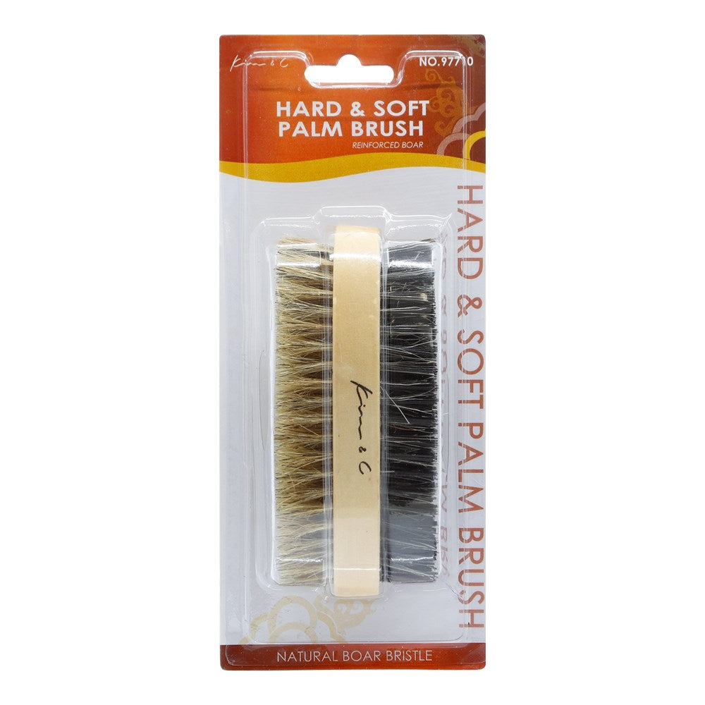 KIM & C Natural Boar Bristle Wooden Brush - Hard and Soft / Palm