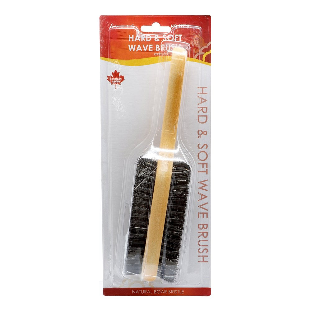 KIM & C Natural Boar Bristle Wooden Brush - Hard and Soft / Wave