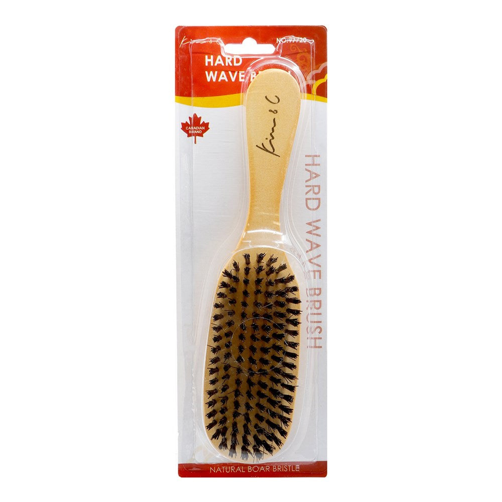 KIM & C Natural Boar Bristle Wooden Brush - Hard / Wave