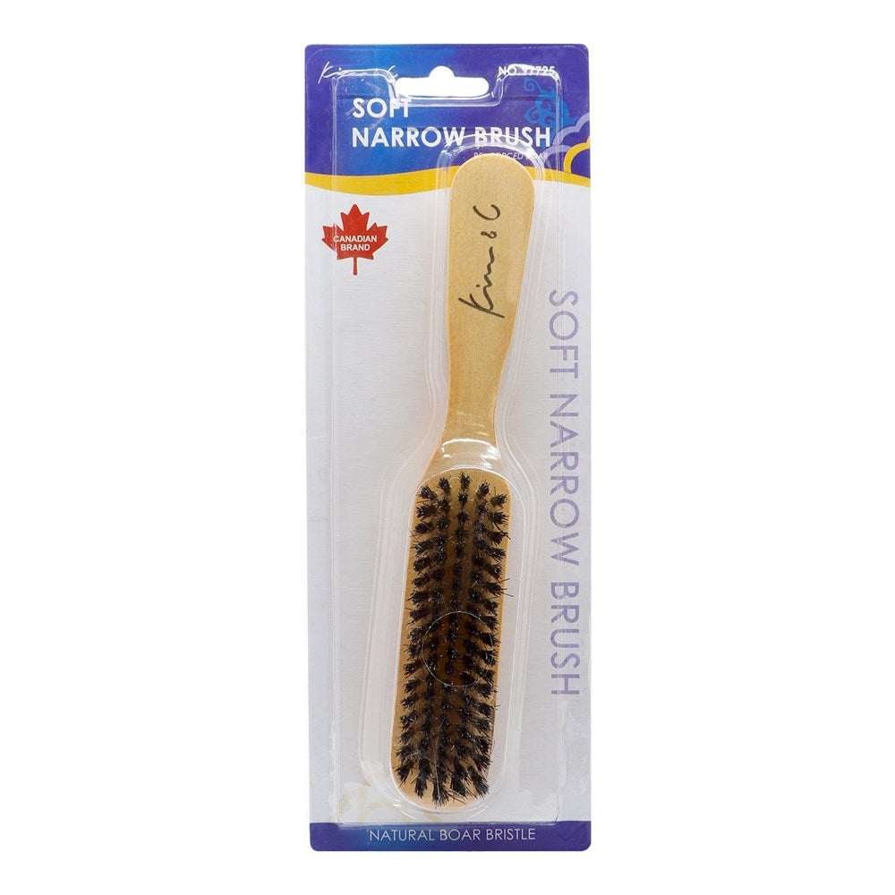 KIM & C Natural Boar Bristle Wooden Brush - Soft / Narrow