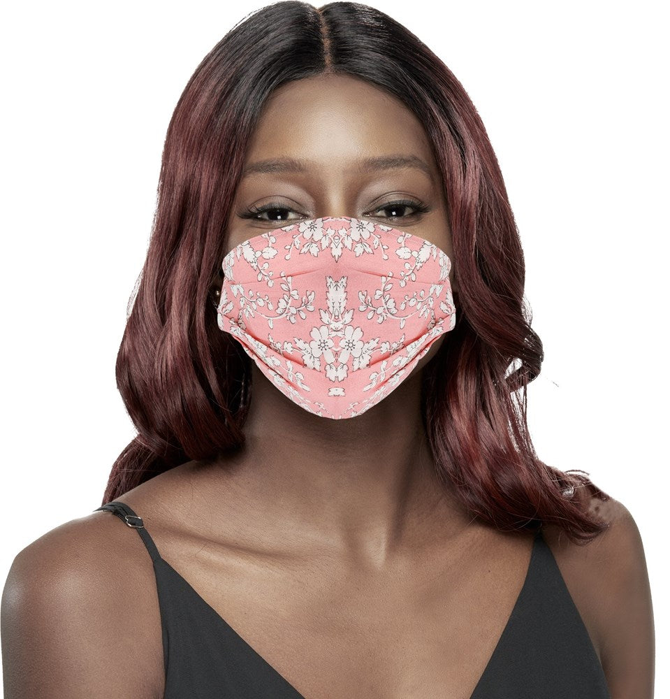 KIM & C Fashion Flower Patterned Mask - Coral