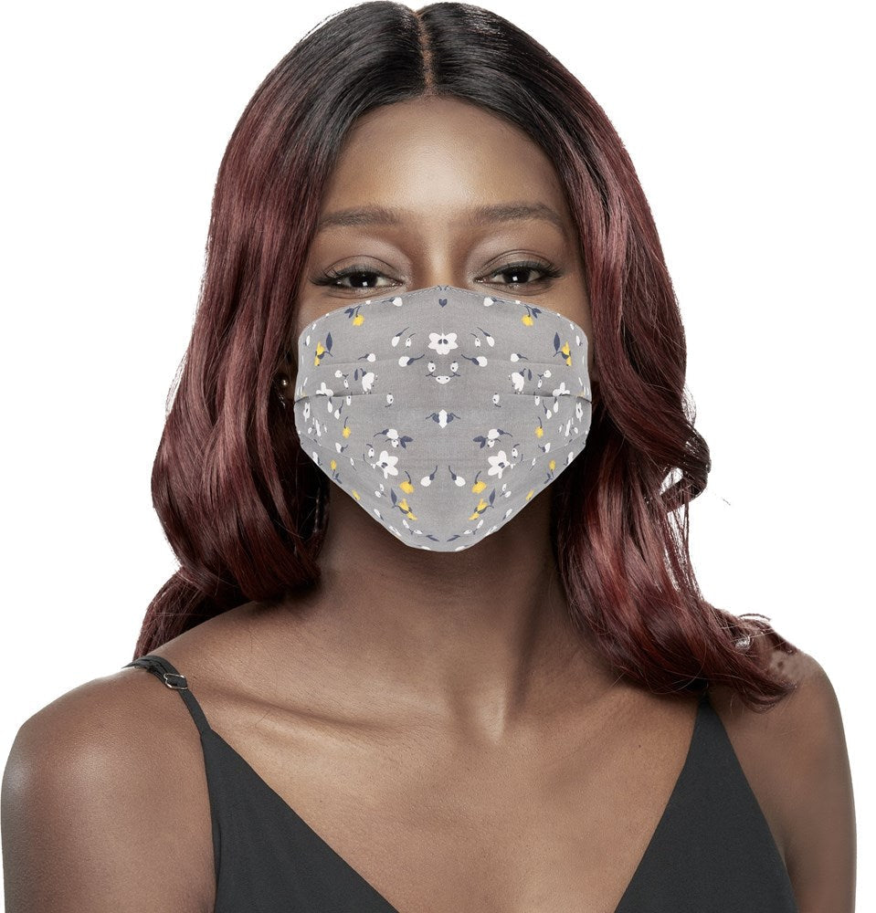 KIM & C Fashion Flower Patterned Mask - Gray