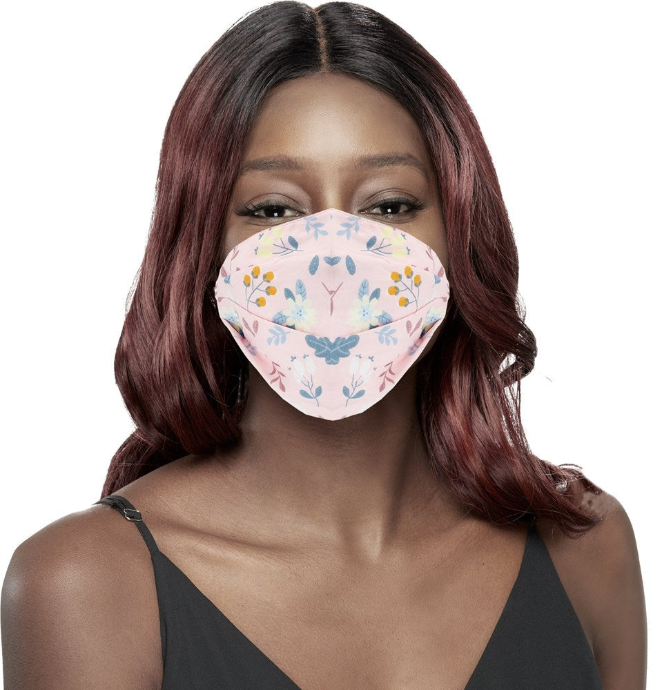 KIM & C Fashion Flower Patterned Mask - Pink-2