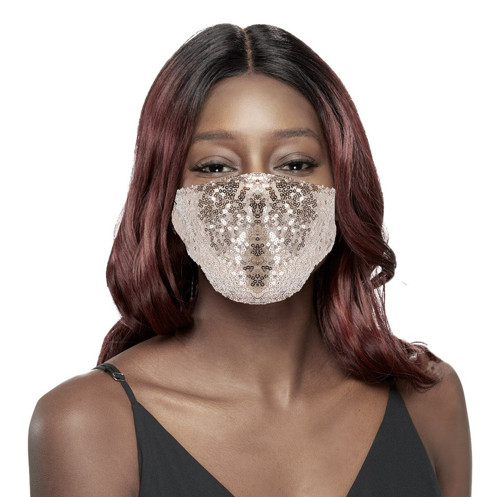 KIM & C Sequin Earloop Mask - Brown