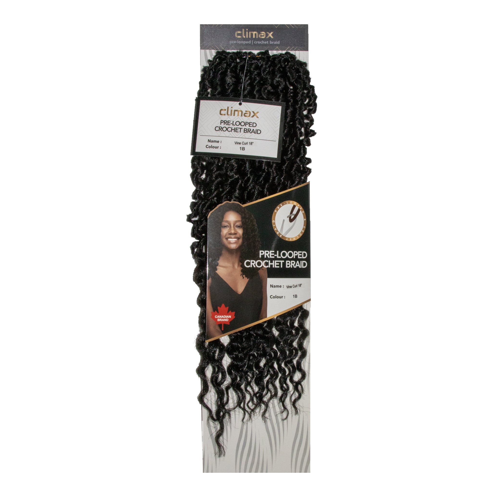 CLIMAX PRE-LOOPED CROCHET BRAID-Vine Curl 18 Inch - 1B