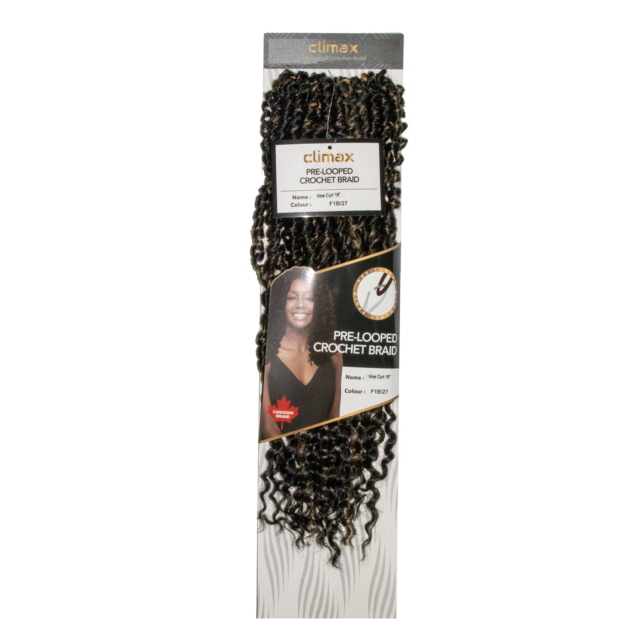 CLIMAX PRE-LOOPED CROCHET BRAID-Vine Curl 18 Inch - F1B/27
