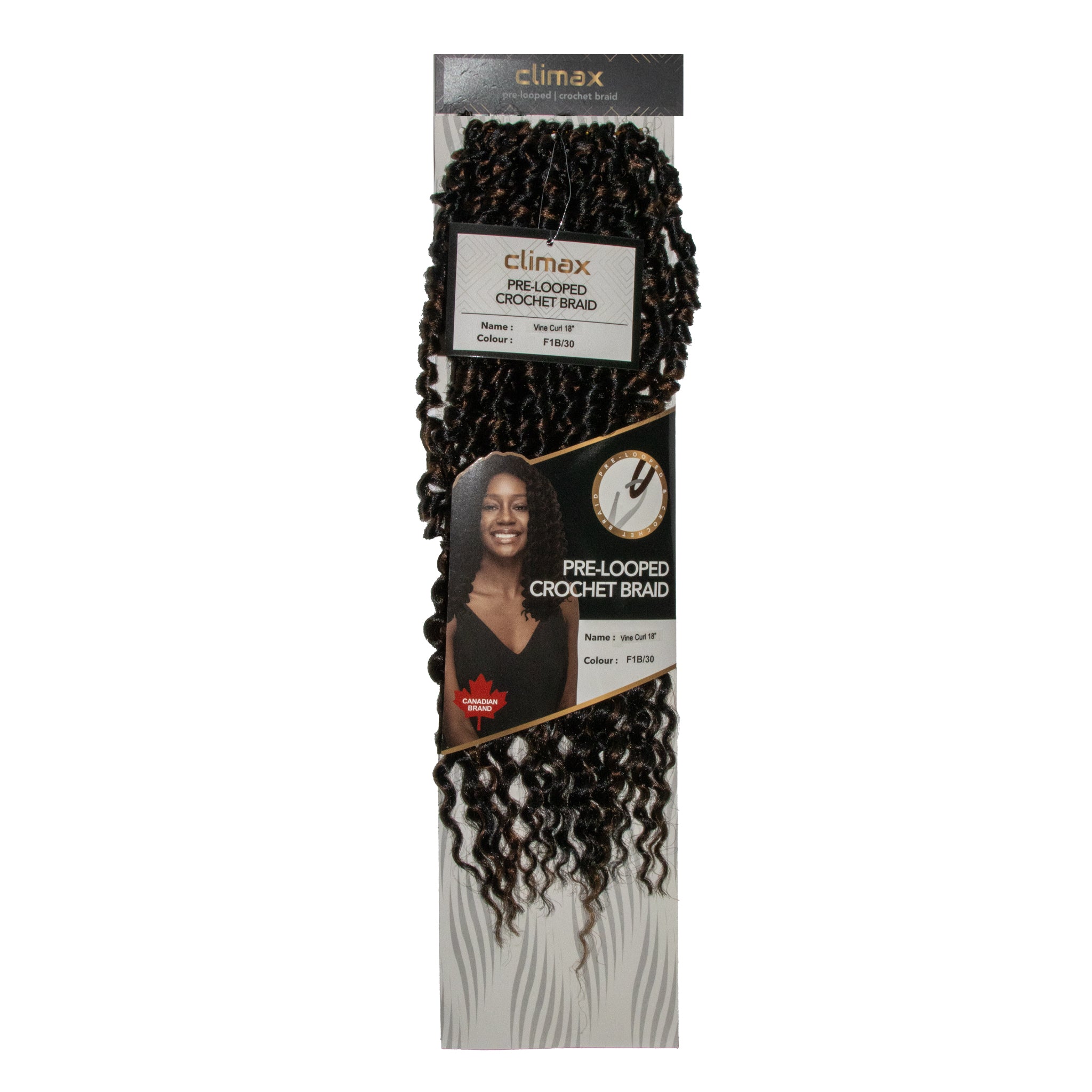CLIMAX PRE-LOOPED CROCHET BRAID-Vine Curl 18 Inch - F1B/30