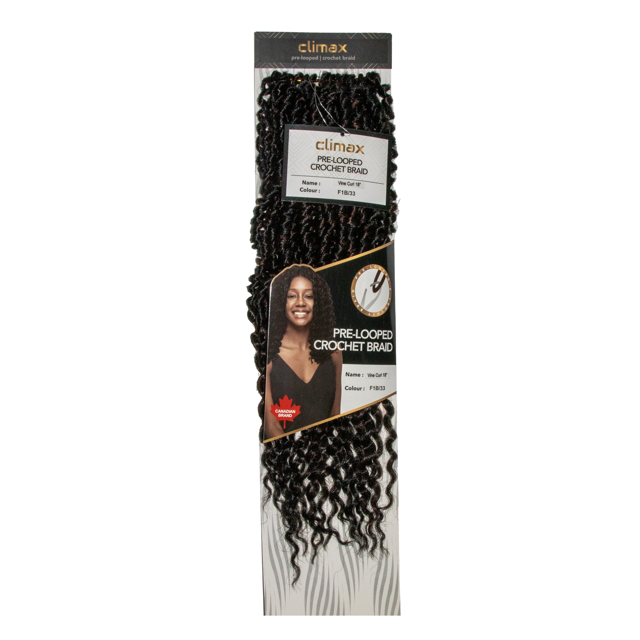 CLIMAX PRE-LOOPED CROCHET BRAID-Vine Curl 18 Inch - F1B/33