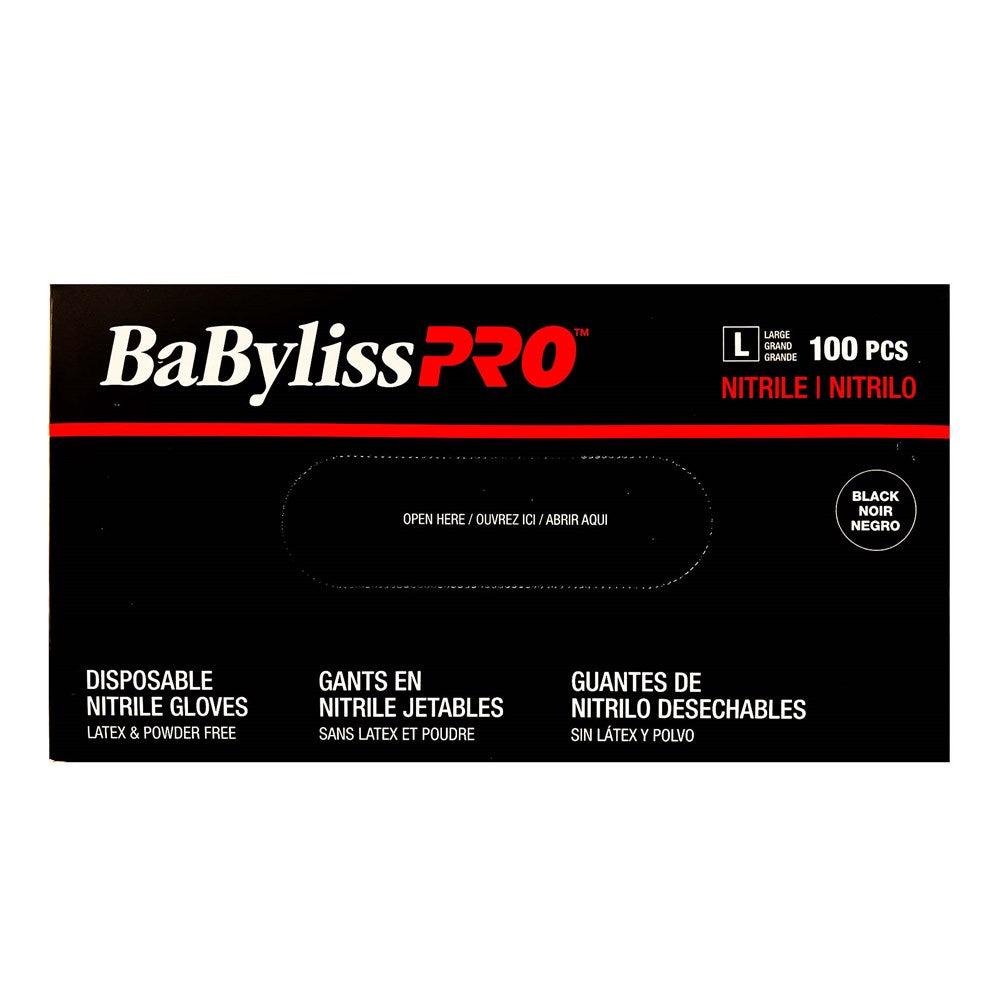BABYLISS PRO 100pcs Nitrile Gloves Black - Large