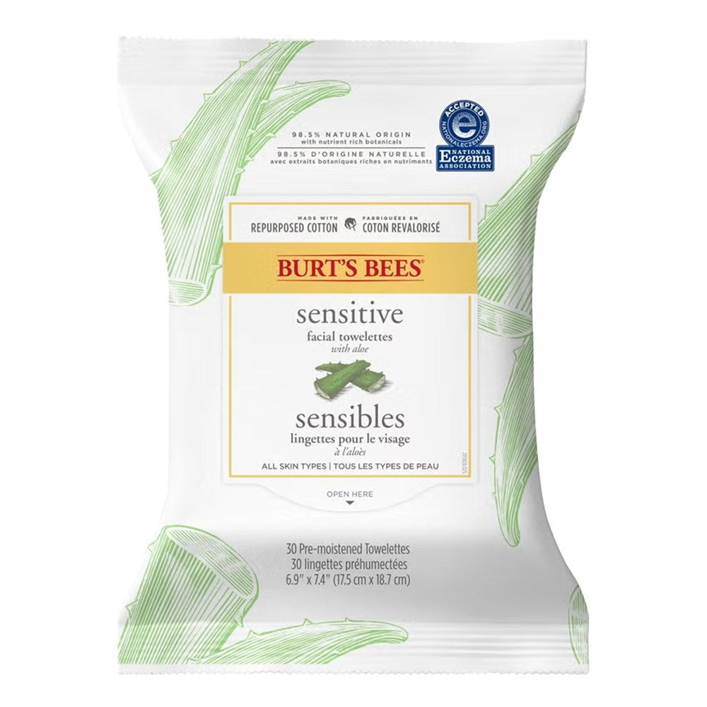 BURT'S BEES Sensitive Facial Towelettes - 30ct