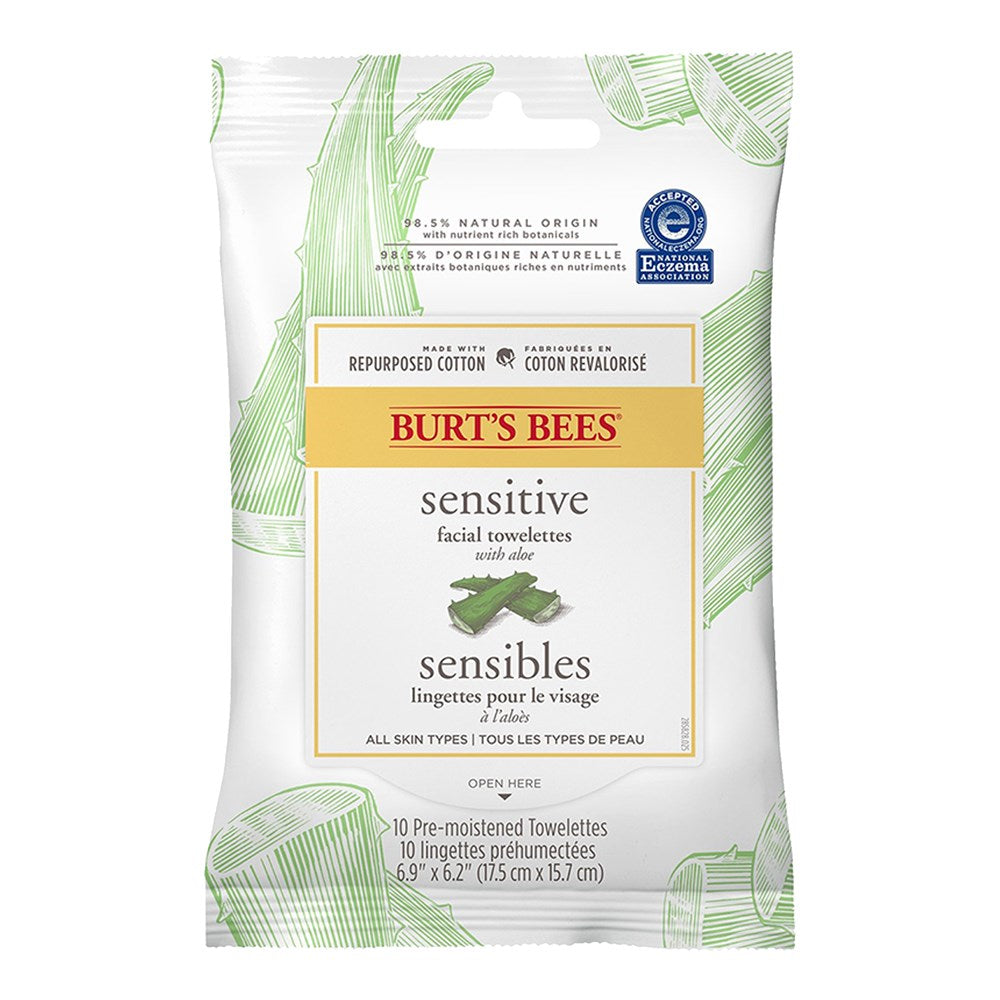 BURT'S BEES Sensitive Facial Towelettes - 10ct