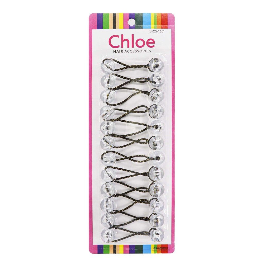 CHLOE  12pcs Twin Beads Ponytailers 16mm - Clear #BR2616C