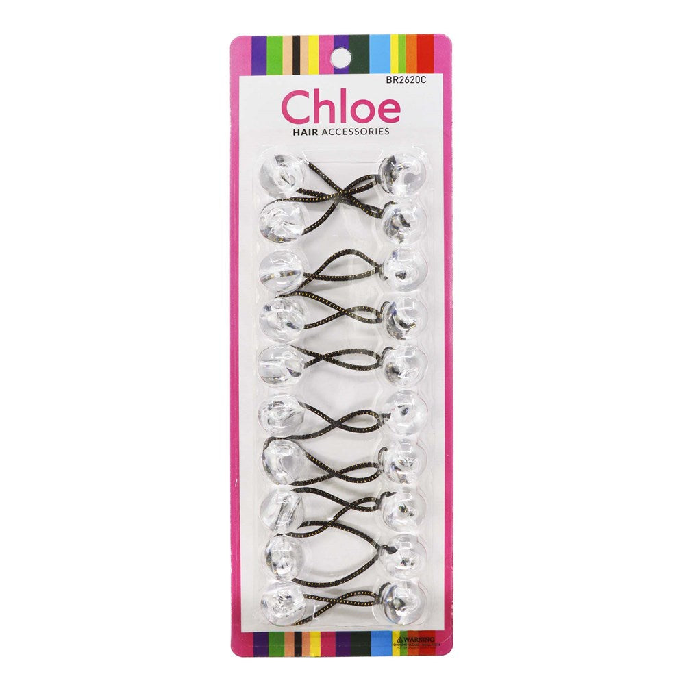 CHLOE 10pcs Twin Beads Ponytailers 20mm - Clear #BR2620C