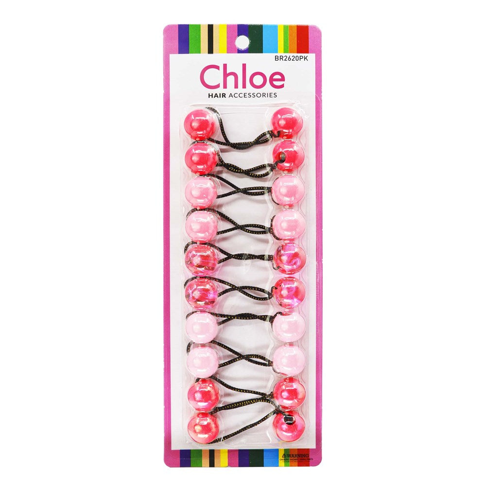 CHLOE 10pcs Twin Beads Ponytailers 20mm - Pink Assorted #BR2620PK
