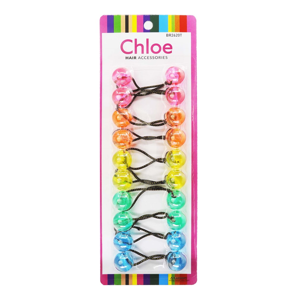 CHLOE 10pcs Twin Beads Ponytailers 20mm - Transparent #BR2620T