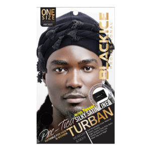 BLACKICE Pre-Tied Silky Satin Lined Turban with Tassel - Black