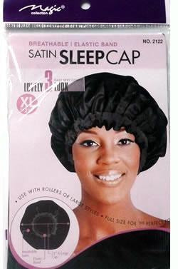 MAGIC COLLECTION Satin Sleep Cap [X-Large] - Black