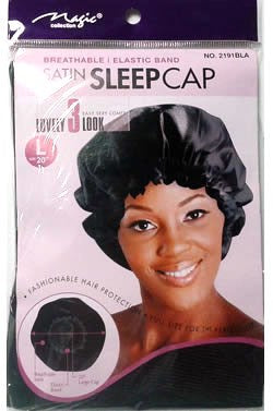 MAGIC COLLECTION Satin Sleep Cap [Large] - Black