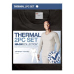 Magic Collection Men's Thermal Top & Bottom 2 pc Set #Black - X-Large