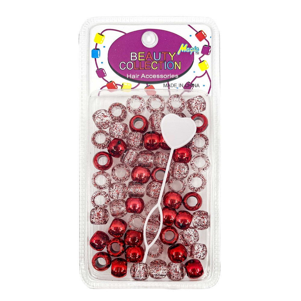 MAGIC COLLECTION Metallic & Glitter Beads Mix - Red