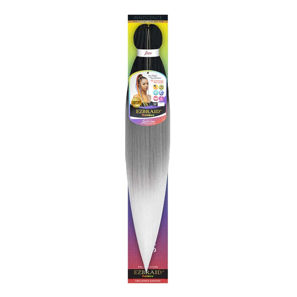 EZBRAID Rainbow 3-Tone Color Pre-Stretched Braid (30inch) - T1B/Gray/60