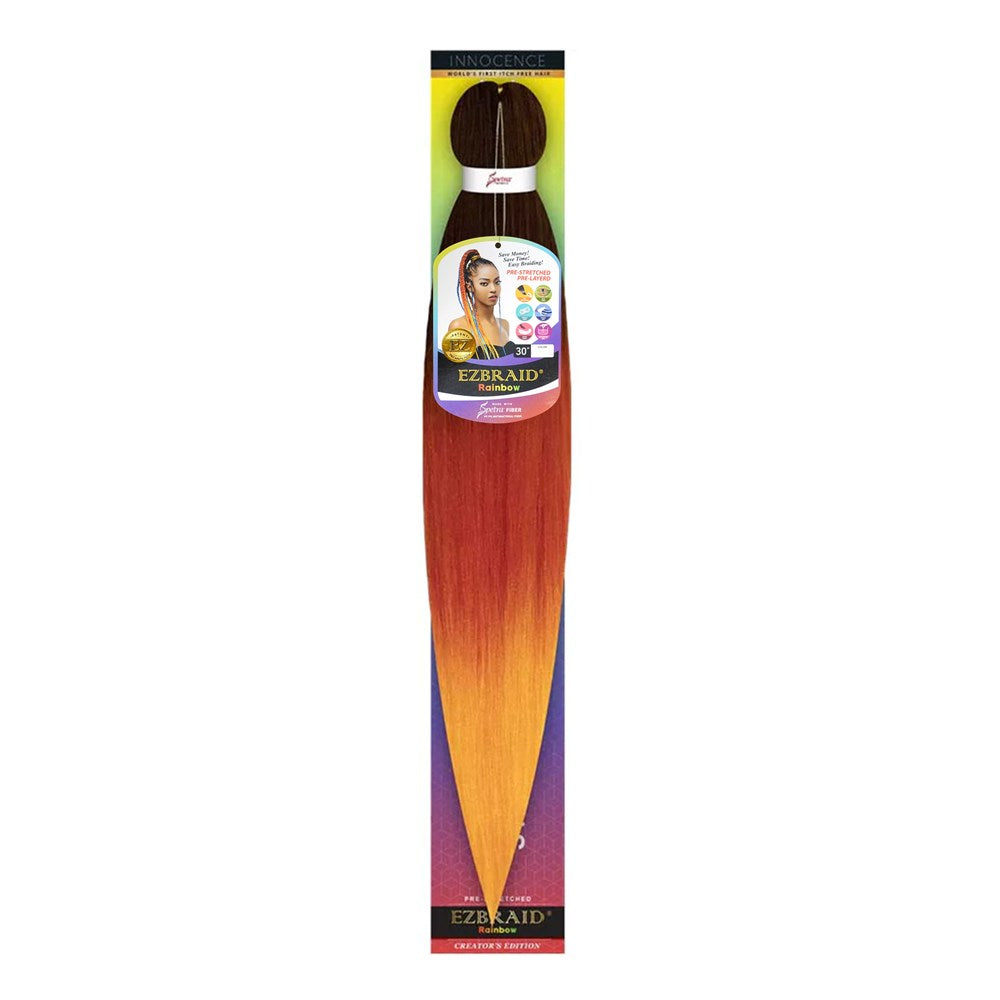 EZBRAID Rainbow 3-Tone Color Pre-Stretched Braid (30inch) - T1B/Red/Orange