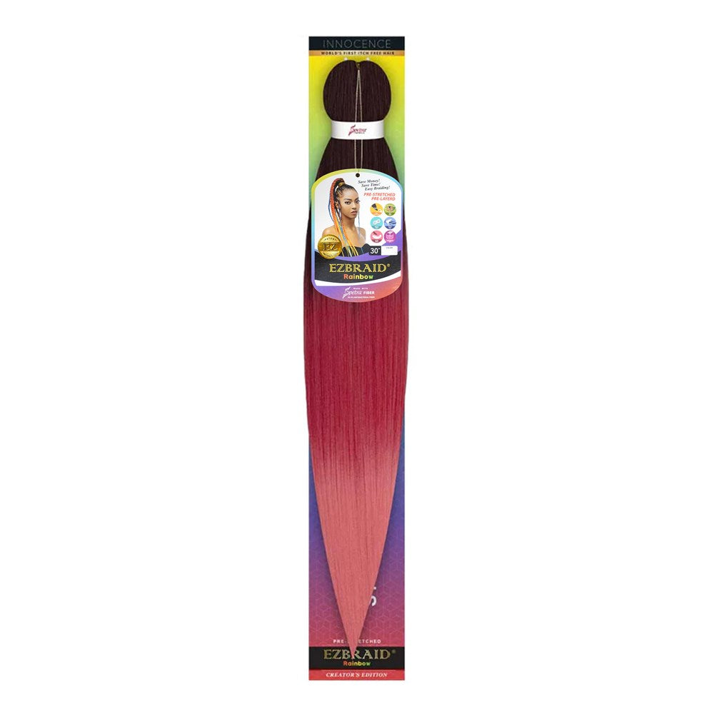 EZBRAID Rainbow 3-Tone Color Pre-Stretched Braid (30inch) - T1B/Red/Pink