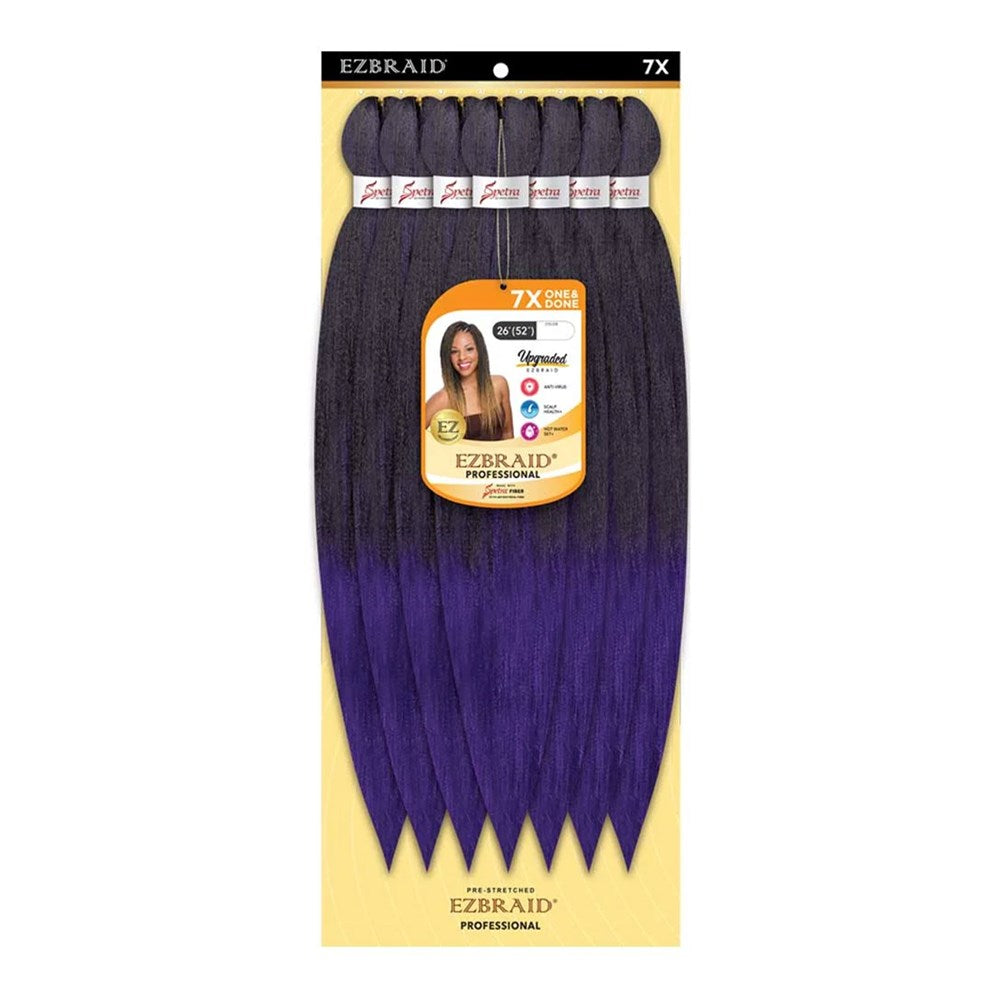 EZBRAID Professional 7X One & Done Pre-Stretched Braid (26inch) - T1B/Purple