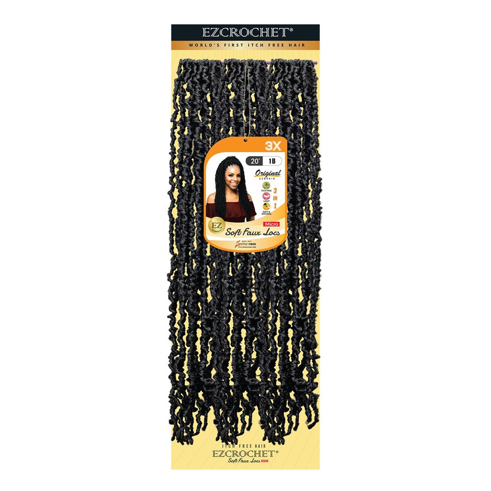 EZBRAID Ezcrochet 3X Soft Faux Locs Micro Braid - 1B / 20inch