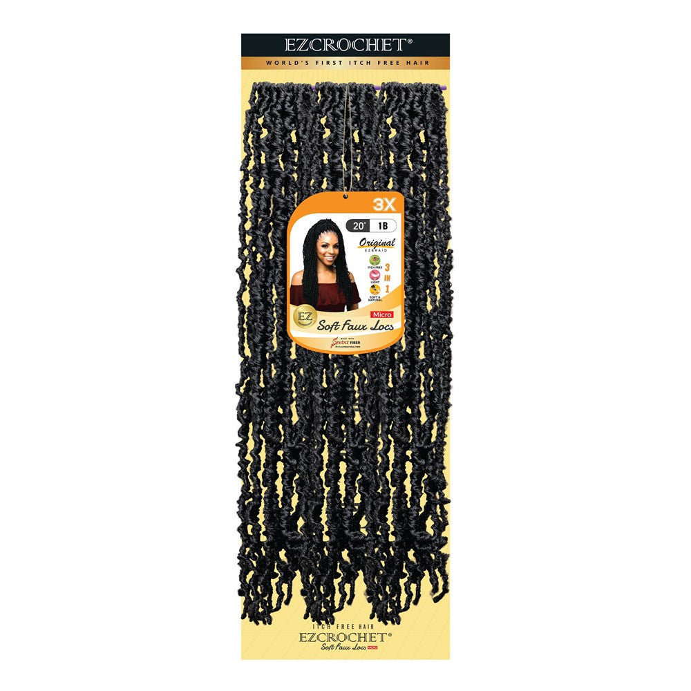 EZBRAID Ezcrochet 3X Soft Faux Locs Braid (20inch) - 1B
