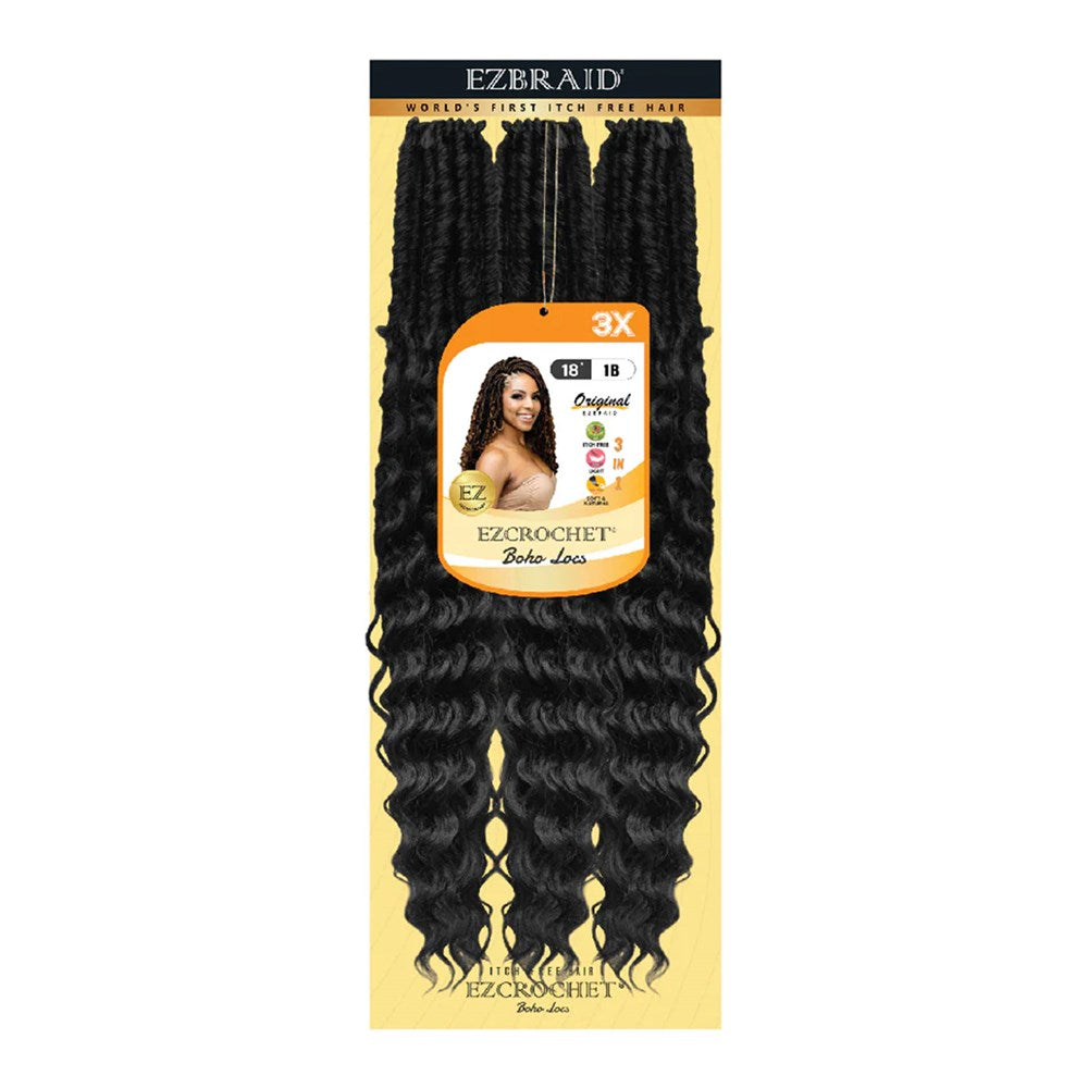 EZBRAID Ezcrochet 3X Boho Locs Braid (18inch) - 1B