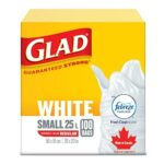 GLAD White Garbage Bag [Small 25L] - 100 Bags / Febreze Fresh Clean