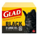 GLAD Black Garbage Bag - X-Large 135L (20 Bags)