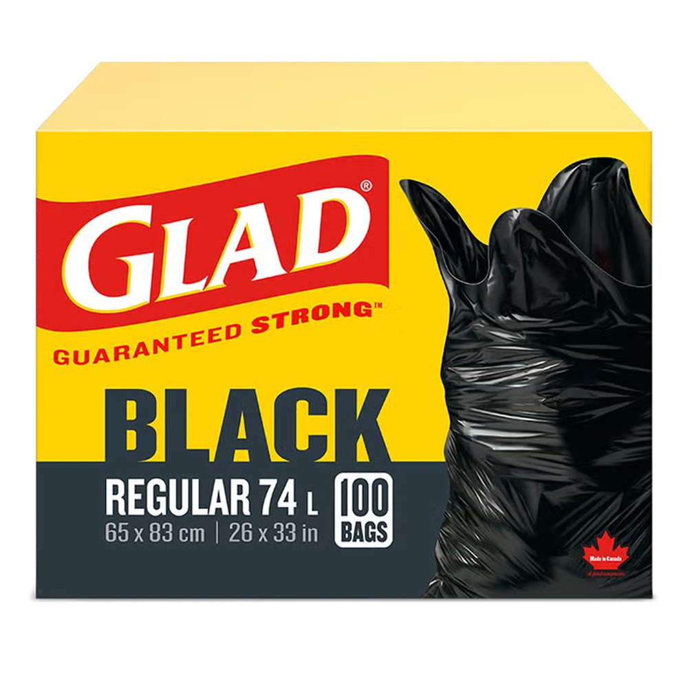 GLAD Black Garbage Bag - Regular 74L (100 Bags)