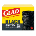 GLAD Black Garbage Bag - Giant 184L (40 Bags)