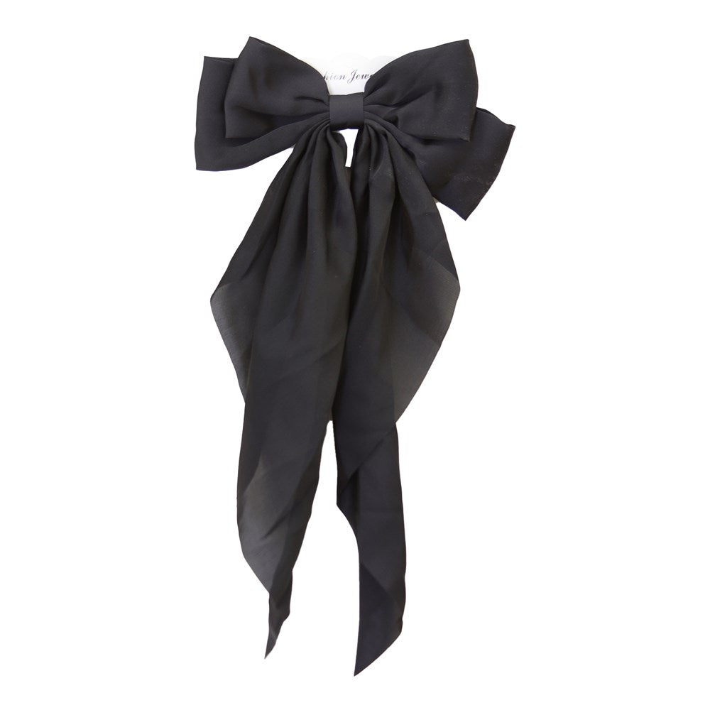 KIM & C Satin Long Tail Hair Bow - Black