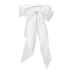 KIM & C Satin Long Tail Hair Bow - White