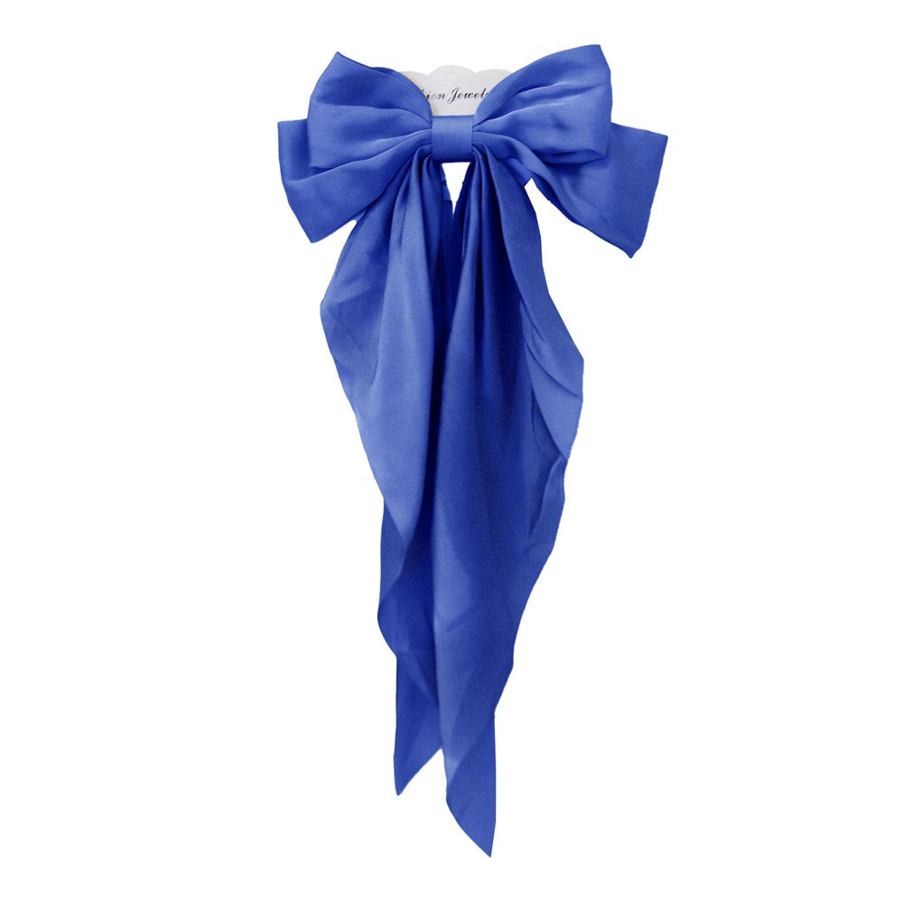 KIM & C Satin Long Tail Hair Bow - Royal Blue