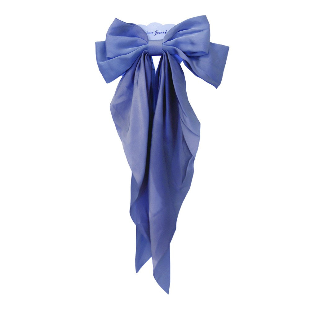 KIM & C Satin Long Tail Hair Bow - Navy
