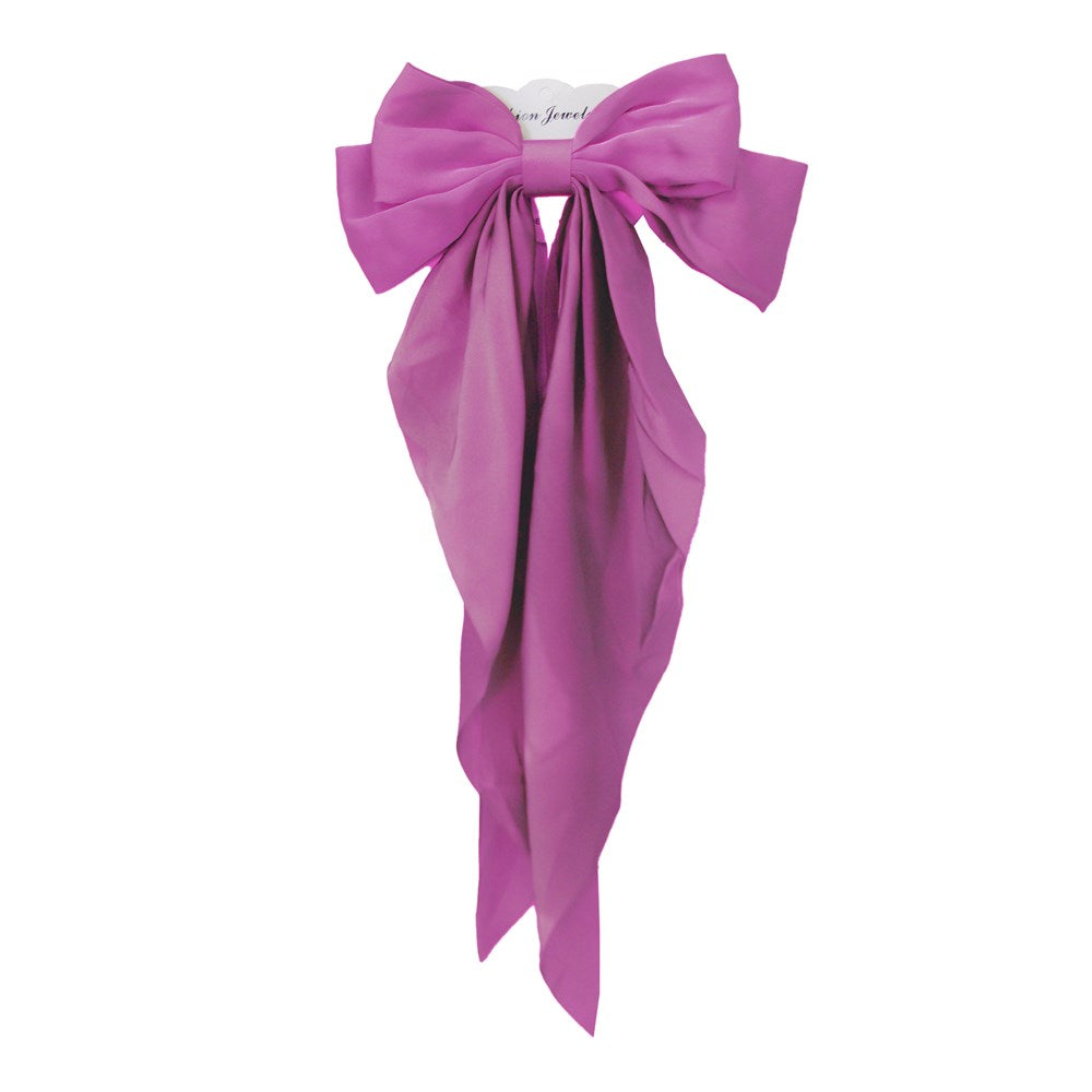 KIM & C Satin Long Tail Hair Bow - Hot Pink