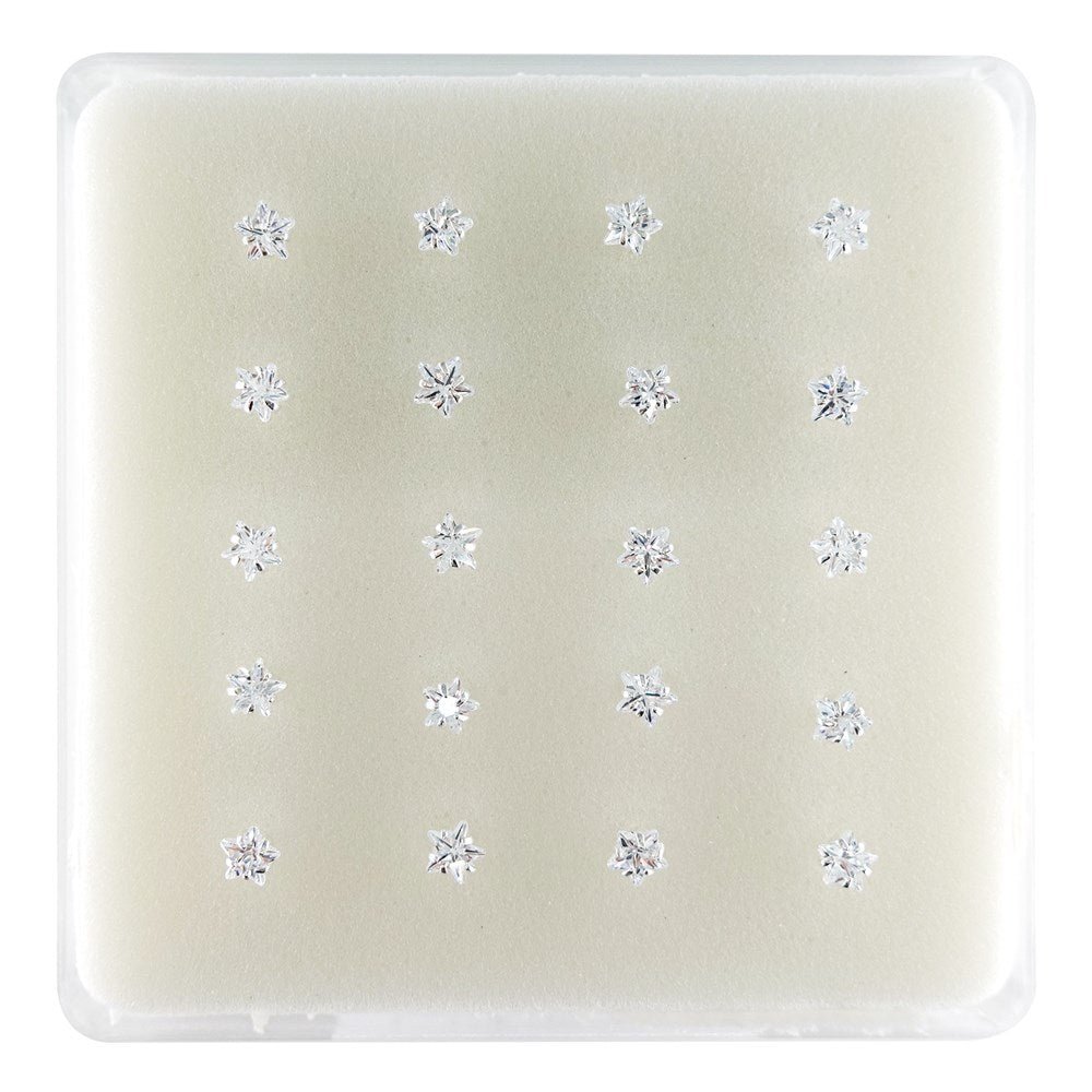 INTERVISION 925 Silver Nose Stud with Cubic Zirconia, no tip, 3mm  19009-9AST (20pcs) - Silver