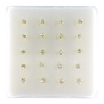 INTERVISION 925 Silver Nose Stud with Cubic Zirconia, no tip, 3mm  19009-9AST (20pcs) - Gold