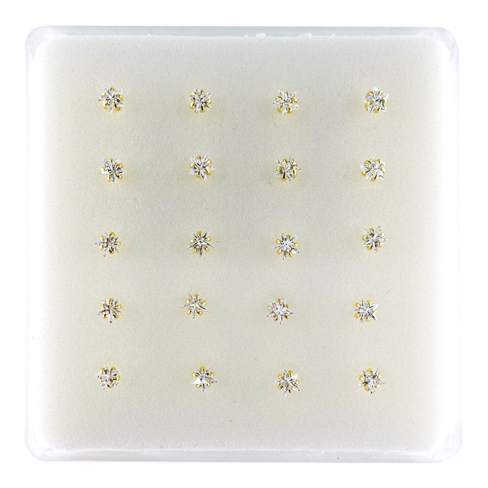 INTERVISION 925 Silver Nose Stud with Cubic Zirconia, no tip, 3mm  19009-9AST (20pcs) - Gold