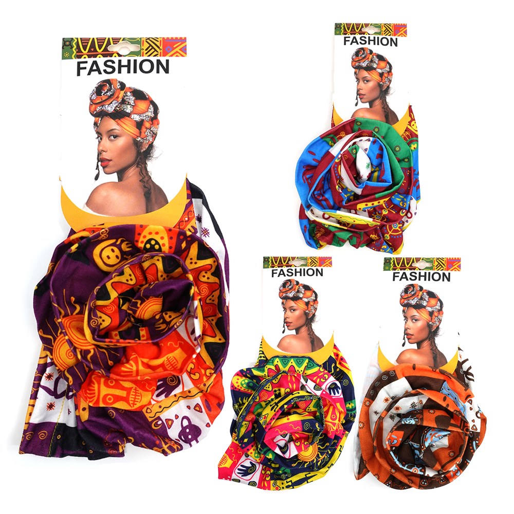 INTERVISION Pre Tied Turban Head Wrap - Pattern Assorted (60063)