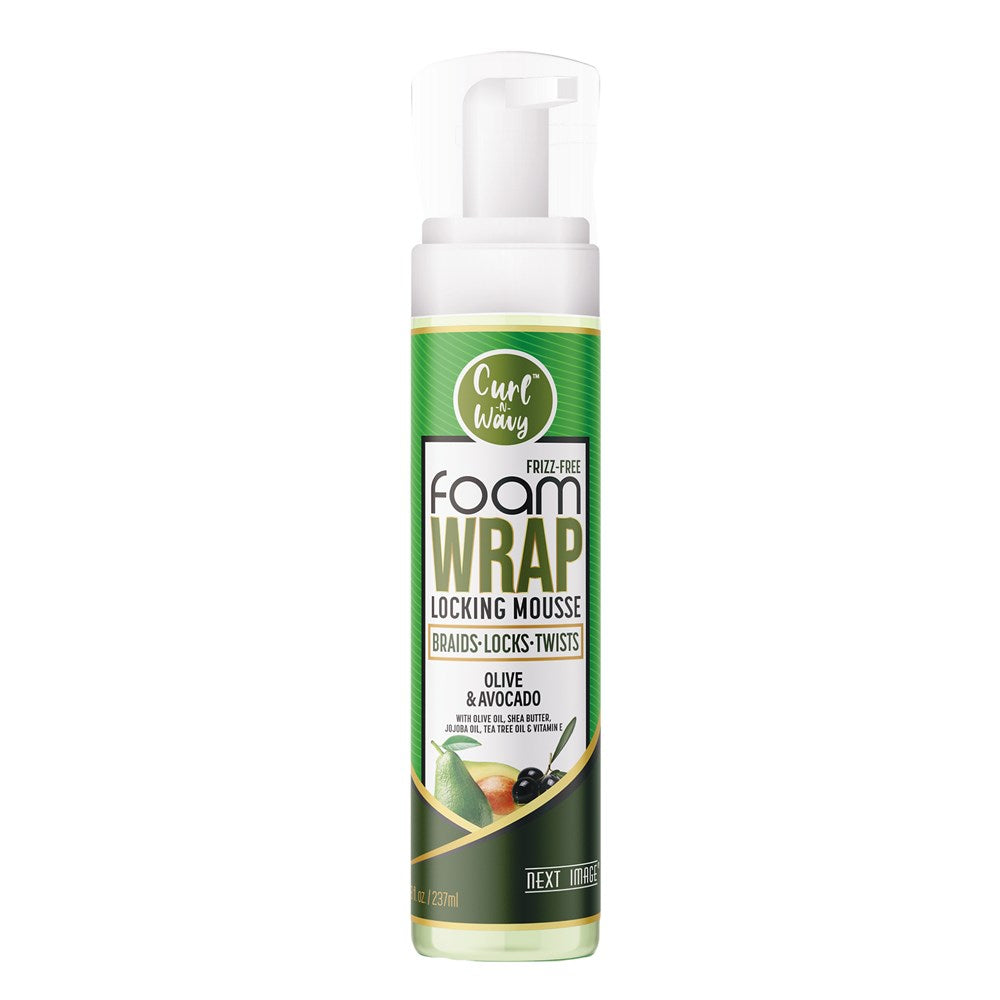 NEXT IMAGE Curl & Wavy Foam Wrap Locking Mousse (8oz) - Olive and Avocado