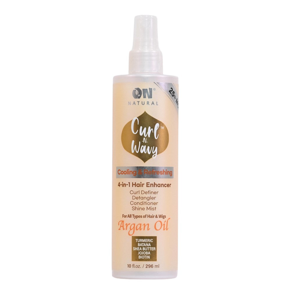 ON NATURAL Curl & Wavy Argan 4-In-1 Enhancer Conditioner & Detangler - 10oz (New Look and Size)