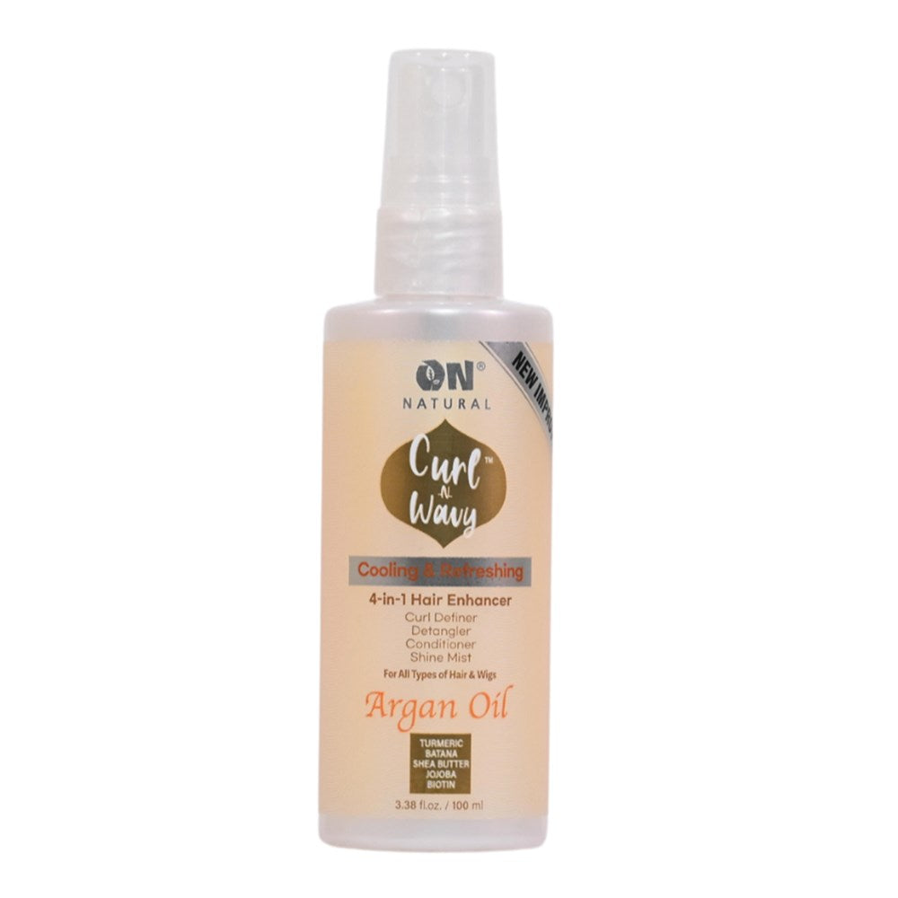 ON NATURAL Curl & Wavy Argan 4-In-1 Enhancer Conditioner & Detangler - 3.38oz (New Look and Size)