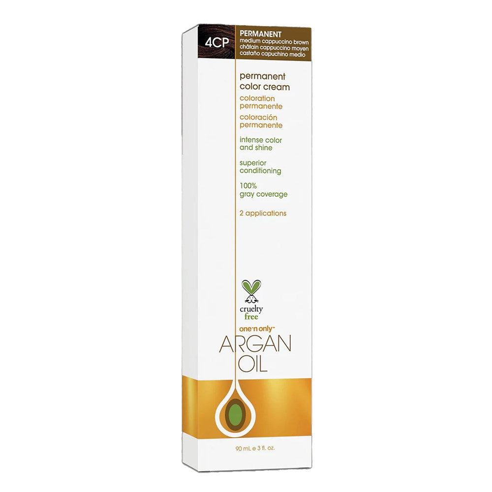 ONE 'N ONLY Argan Oil Permanent Color Cream (3oz) - 4CP Medium Cappuccino Brown