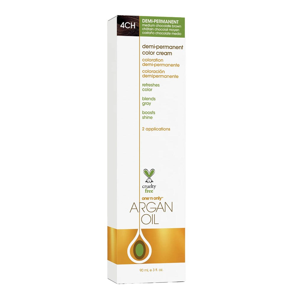 ONE 'N ONLY Argan Oil Demi Permanent Color Cream (3oz) - 4CH Medium Chocolate Brown