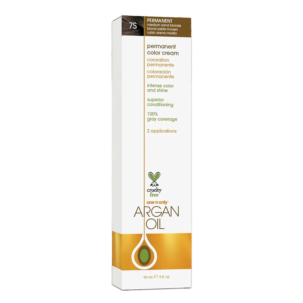 ONE 'N ONLY Argan Oil Permanent Color Cream (3oz) - 7S Medium Sand Blonde